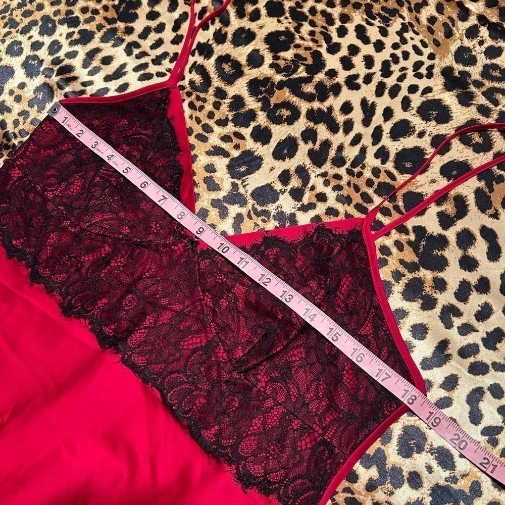 Gilligan & O’Mally Red Slip Dress with Black Lace